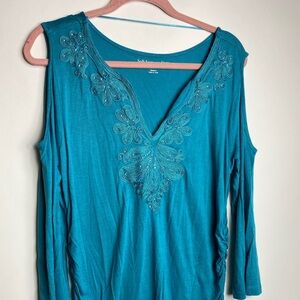 Soft surroundings Blouse Long Sleeve Open shoulder
